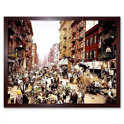 Vintage Mulberry Street Nyc Colorized 12X16 Inch Framed Art Print • $34.49