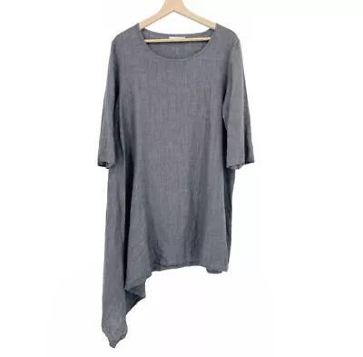 Bryn Walker Nadia Gray 100% Linen Tunic Dress Size Small Lagenlook • $68