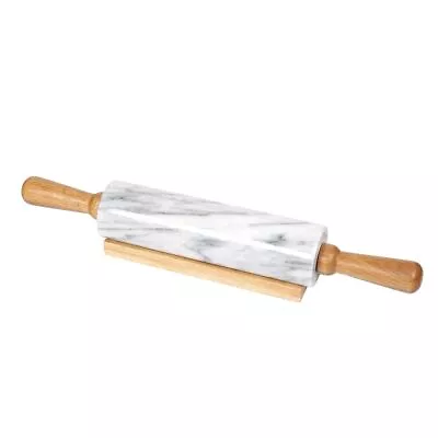 Creative Home Deluxe Natural Marble Rolling Pin With Wooden Handles And Cradl... • $36.67