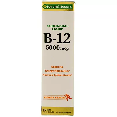 2 Pack Nature's Bounty Energy Health B-12 Sublingual Liquid 5000 2 Fl Oz • $36.58