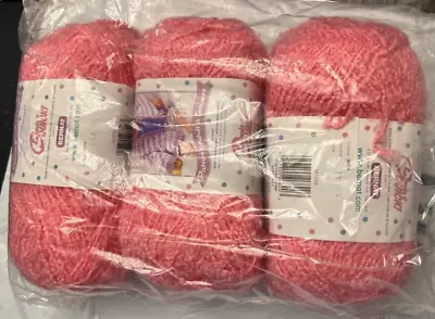 Lot Of 3 Bernat Baby Boucle Yarn Skeins Crochet Cardigan Prettiest Pink 412 New • $10.01