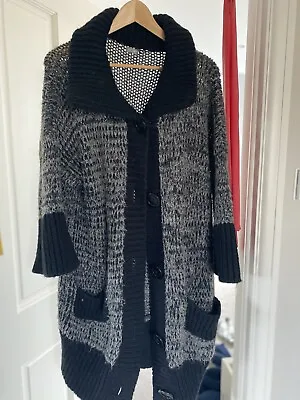 Benetton Chunky Wool Cardigan Knitted Oversized Knee Length Size L Used • £30