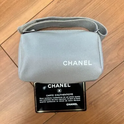 Authentic Chanel Vintage Pouch Bag Nylon Gray • $490