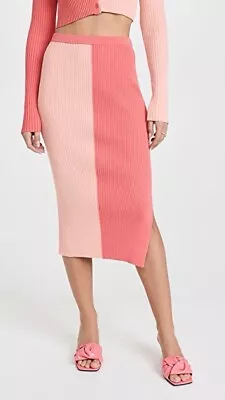 $185 • Buy Staud Lorraine Skirt Bittersweet & Peach Orange Midi Rib Knit XS NWT $185