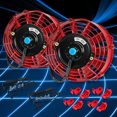 Universal 2X7  Red Electric Radiator Cooling Fans Assembly Kit • $39.33