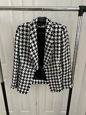 100% Authentic ZARA Houndstooth Checkered Blazer Size: S • $62