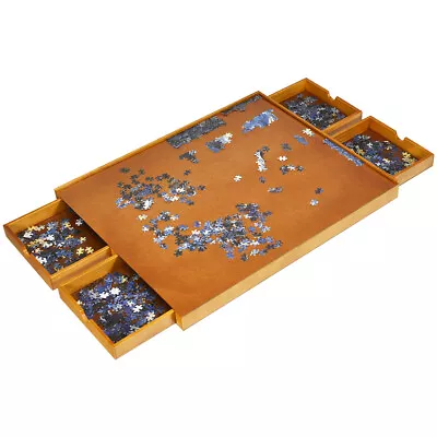 1500PCS Wood Jigsaw Puzzle Table Plateau-Smooth Work Surface W/ 4 Drawer • $97.95