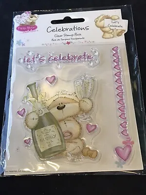 £2.50 • Buy Fizzy Moon Celebrations Let's Celebrate Clear Stamp Set, Bear Fizz Bottle Hearts