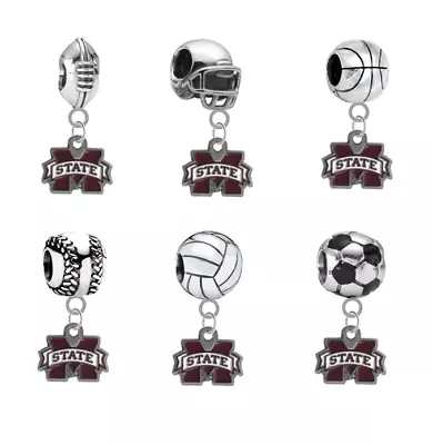 $19.99 • Buy Mississippi State Bulldogs 3D European Charm Bracelet Dangle Bead - PICK SPORT