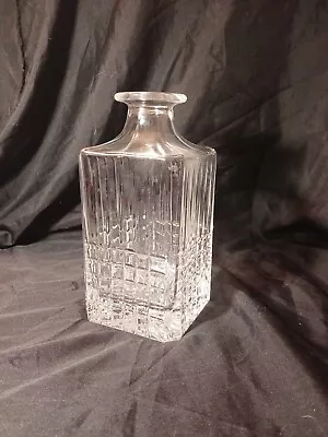 Tiffany & Co. Crystal Whiskey Decanter Square Cuts Signed NO Stopper AS IS** • $10.99
