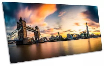 London Skyline City Tower Bridge Framed PANORAMIC CANVAS PRINT Wall Art • £39.99