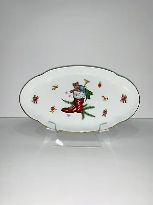 Kaiser West Germany Christmas Plate Stocking Gold Tone Trim • $8.63