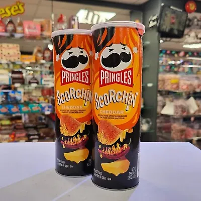 £14.99 • Buy Pringles Scorchin Cheddar 5.5oz (158g) X 2 Tubs USA Import