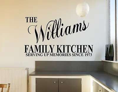 Personalised Family Kitchen Quote - ANY NAME - Vinyl Wall Art Sticker (kt2) • £13.99