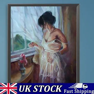 Paint By Numbers Kit On Canvas DIY Oil Art Woman In The Morning Picture 40x50cm • £9.59