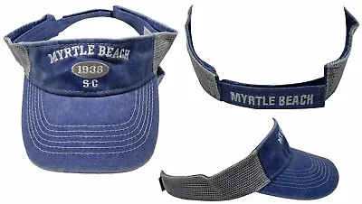 Myrtle Beach 1938 SC Light Navy Blue Washed Cotton Embroidered Visor Cap Hat • $12.88