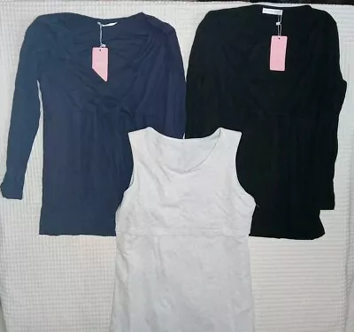 2 Womans Maternity Long Sleeve Nursing Shirts Plus One Tank Size Large Lot Of 3 • $24.97