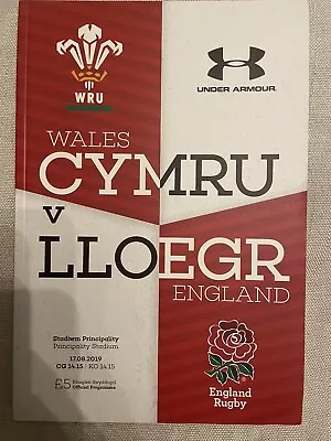 Wales V England Rugby Union Programme 17 August 2019 • £2.99