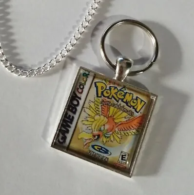 £2.99 • Buy Retro Gaming Necklace And Keyring Gameboy Cover Pokemon Gold 