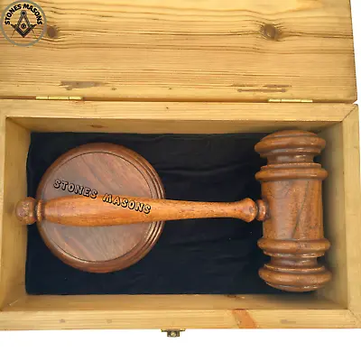 Masonic Wood Gavel & Sounding Block Rosewood Hammer Wooden Judge's Gavel • $120