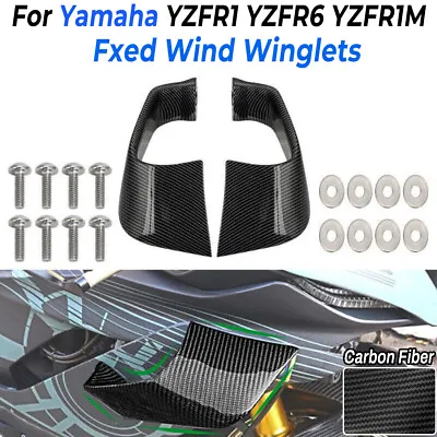 Front Spoiler Fxed Wind Winglets Carbon Fiber For Yamaha YZF-R1 R6 R1M 2015-2022 • $230.97