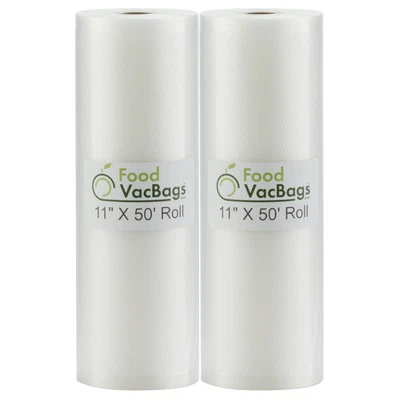 $20.99 • Buy TWO 11X50 FoodVacBags Rolls For FoodSaver Vacuum Seal Bags Food Storage Embossed
