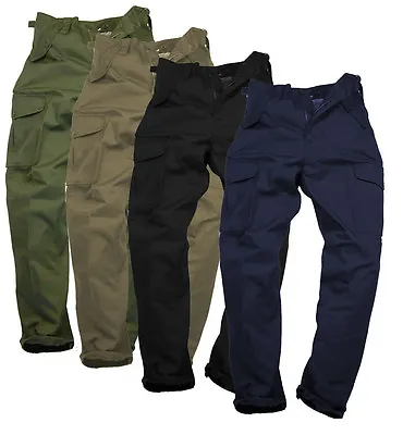 Mens Plain Combat Working Pants Multi Pocket Strong Cargo Trousers Cotton Work • £19.49