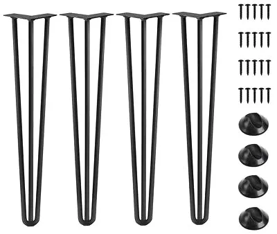 22'' Hairpin Legs 3rod Black Steel Mid Century For Coffee Table&chairhome Diy Fu • $52.05