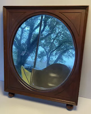 Vintage Wood Oval Mirror Antique Cottagecore  Heavy Wooden Ball Round Feet 18” • $84