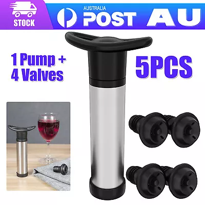 Wine Saver Vacuum Pump Sealer Preserver Set With 4 Valves Air Bottle Stoppers B • $11.50