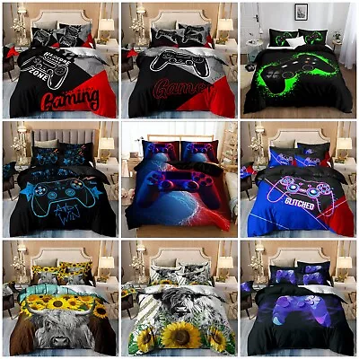 Soft Gamepad Gaming Doona Duvet Quilt Cover Bedding Set Single Double Queen Size • $28.80