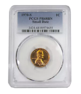 1970 -S Lincoln Cent Small Date Proof PCGS PR68BN Brown • $90