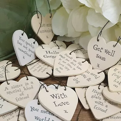 Friendship Present Gift Tag Small Wooden Heart 3cm Friend Keepsake Message Hang • £1.94