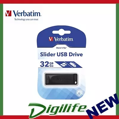 Verbatim USB2.0 Store 'n' Go Slider USB Drive 32GB Black • $19