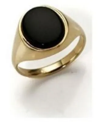 Gents 9ct Gold Gold Signet Ring Onyx Giftbox Gifting Present • $158.99