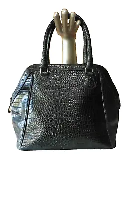 Jaime Mascaro Smart Black Croc Print Leather Medium Tote Bag Immaculate  • £49.95