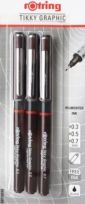 £7.94 • Buy Rotring Tikky Graphic 3 Pen Set- 0.1/0.3/0.50mm