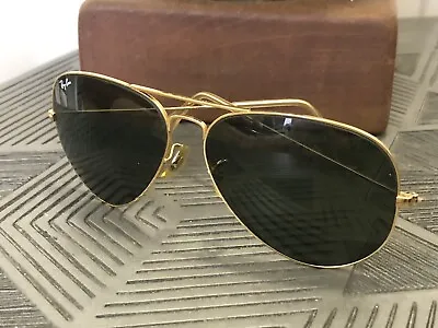 Vintage 1980s Bausch & Lomb Ray Ban Aviators Sunglasses L2846 Gold Rims 62 • £150