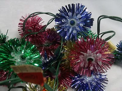Vintage Tinsel Starburst Miniature String Christmas Light Set • $20