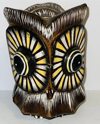 Mid Century Modern Hand Carved Wood Owl Hand Painted Figurine Sculpture 6.5” • $22