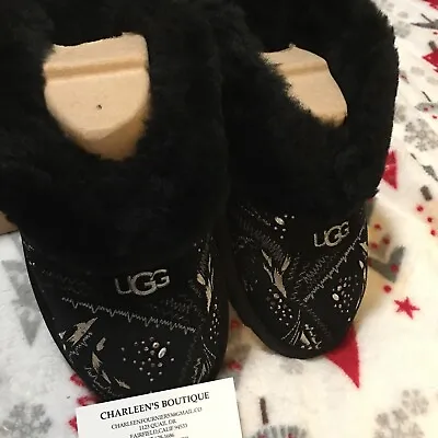 UGG COQUETTE GOLD BURST BLACK SUEDE SLIPPERS SIZE US 9New In Box • $125