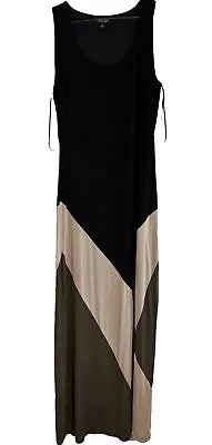 Spense Petite Maxi Dress Color Block Black Olive Tan Size Petite Medium  • $14