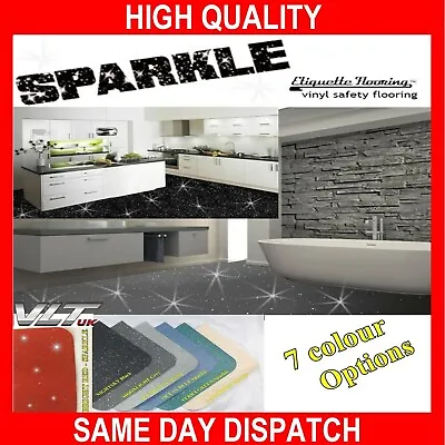 Bathroom Flooring Kitchen Vinyl Lino Sparkle Safety Sparkly Glitter Wetroom • £76.99