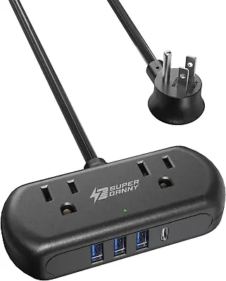Power Strip With USB  Mini Surge Protector With 2 Wide-Spaced Outlets 3 USB-A  • $24.18
