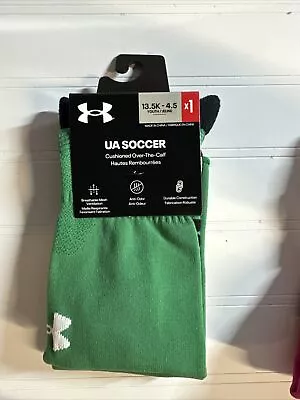 Under Armour Cushioned Soccer Socks Color Green Size 13.5-4.5 Youth NWT • $6.50