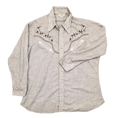 Vintage H Bar C Western Shirt Size XL Floral Embroidered Cowboy • $64.99