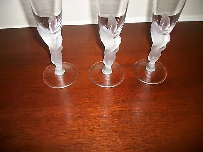 SET 3 Igor Carl Faberge Kissing Doves Champagne Flutes Glasses France 9.75  DsVa • $39.99