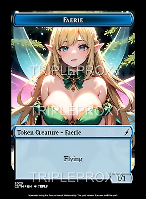 MTG Token Custom Anime Waifu Faerie Token 1/1 Flying - Custom Token By TRPLP • $4.99