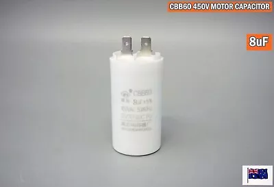 CBB60 450V AC Motor Run Capacitor 8uF 2 PIN 25/70/-20C 50/60Hz (G52AB) Brand New • $12.80