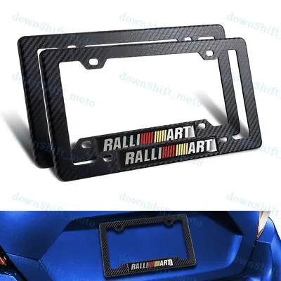 2 PC RALLIART Car Emblem W/ABS License Plate Tag Frame For Mitsubishi Lancer EVO • $12.77